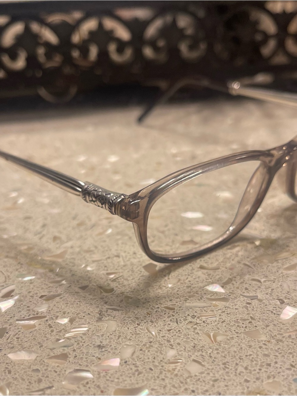 Brighton Silver-Trim Clear Taupe Reading Glasses
